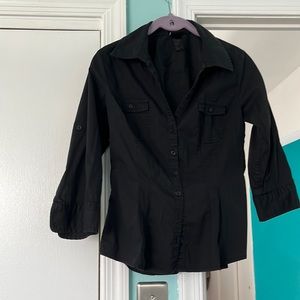 H&M black button down with quarter sleeves